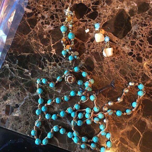 BLUE & Brown Layering Necklace - Picture 6 of 10